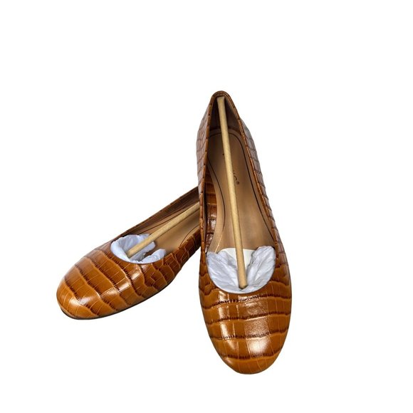 Vionic Shoes - Vionic Brown Croc Embossed Hannah Leather Ballet Flat Brand New 6.5